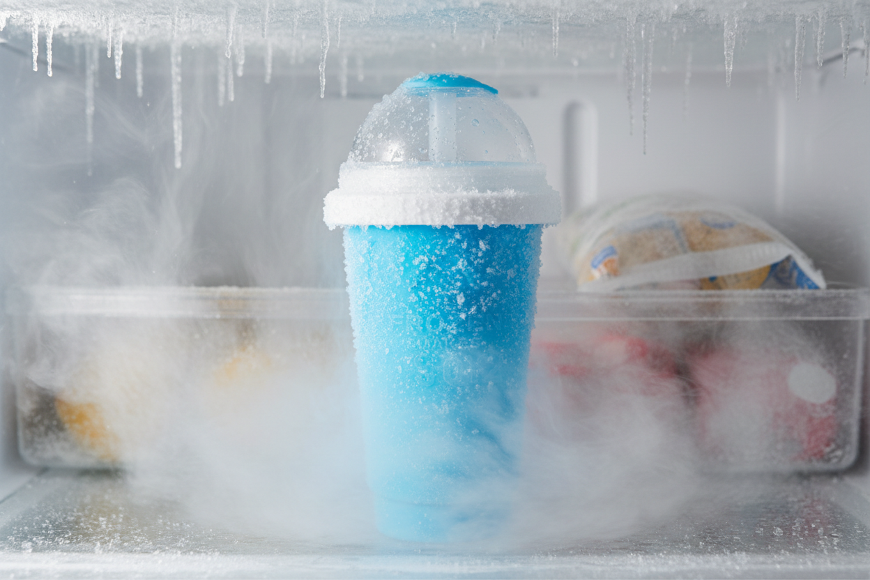 Frosty Cup azul en congelador