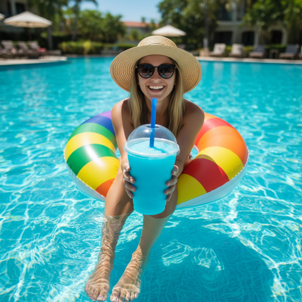 FROSTY CUP estilo influencer flotador arcoíris